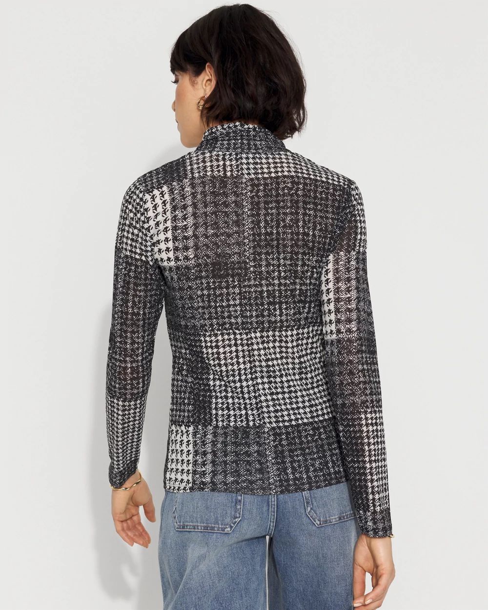 Long-Sleeve Mesh Turtleneck