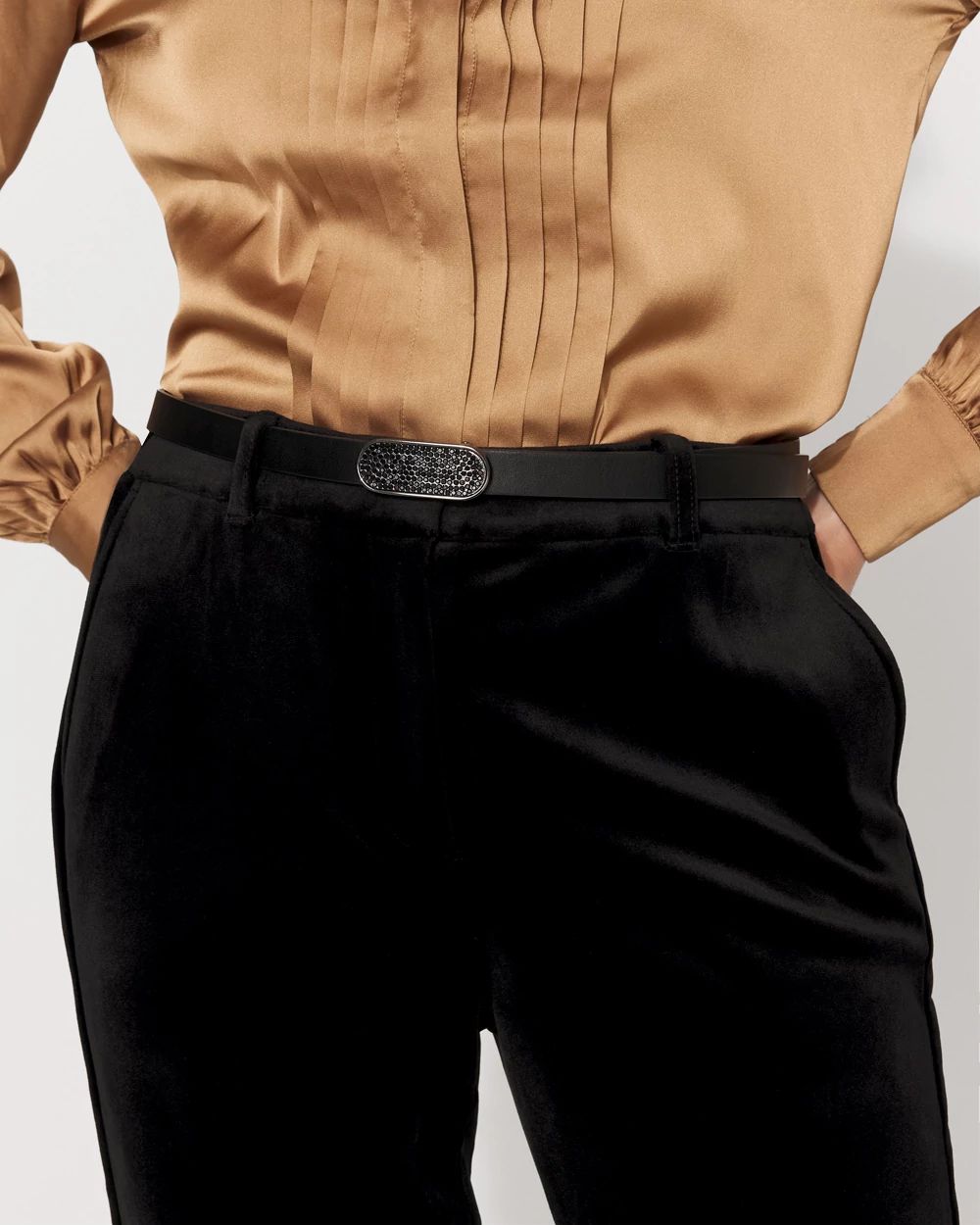 Pavé Buckle Skinny Belt