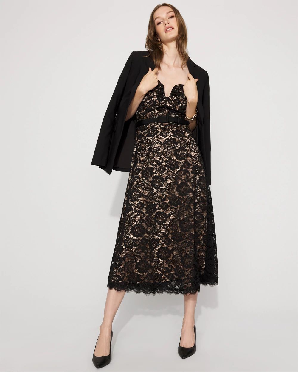 Strapless Lace Midi Dress