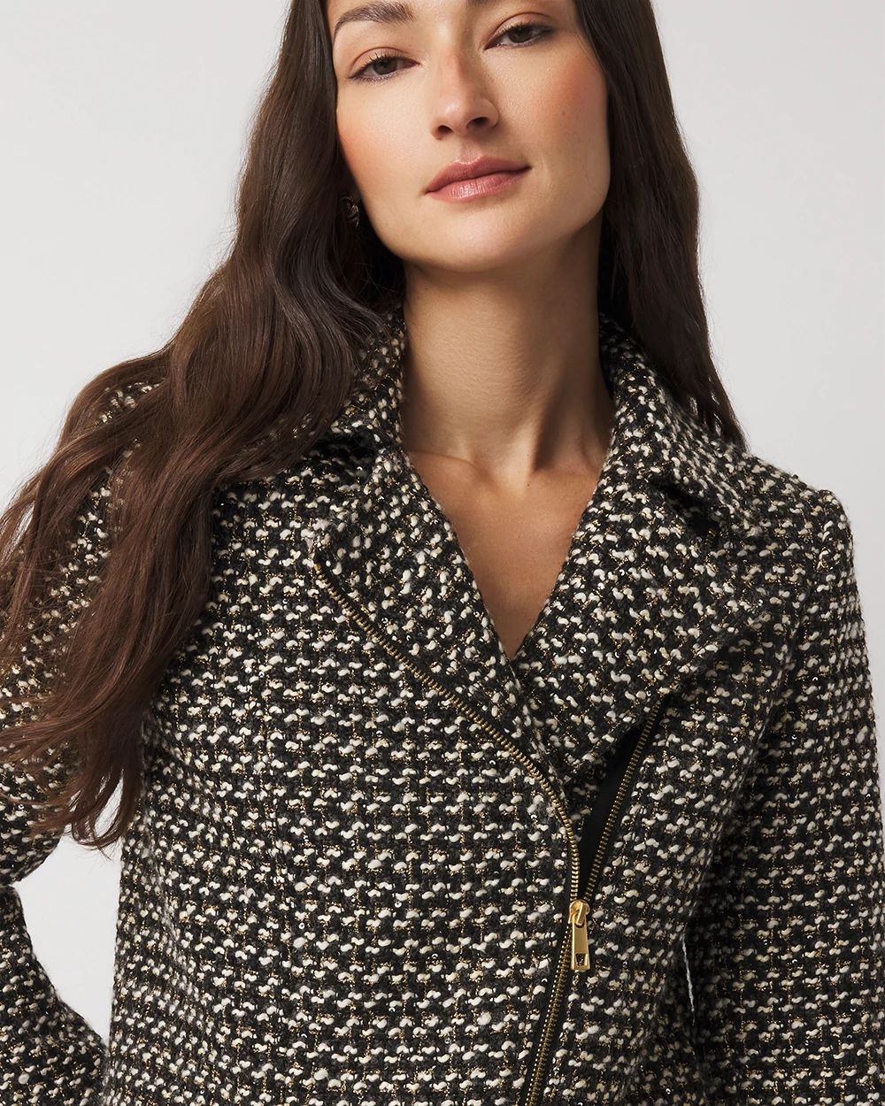 Metallic Tweed Moto Jacket