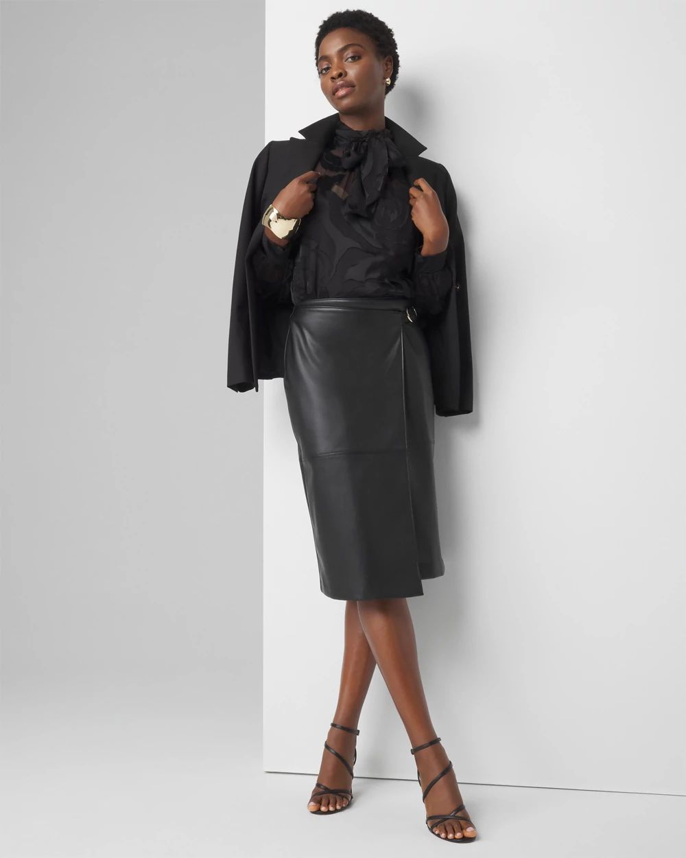 Faux Leather Wrap Skirt