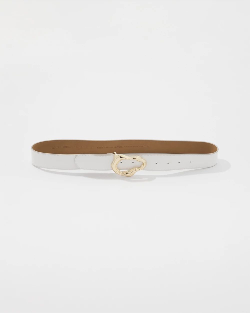 Leather Belt with Gold Sculptural Buckle