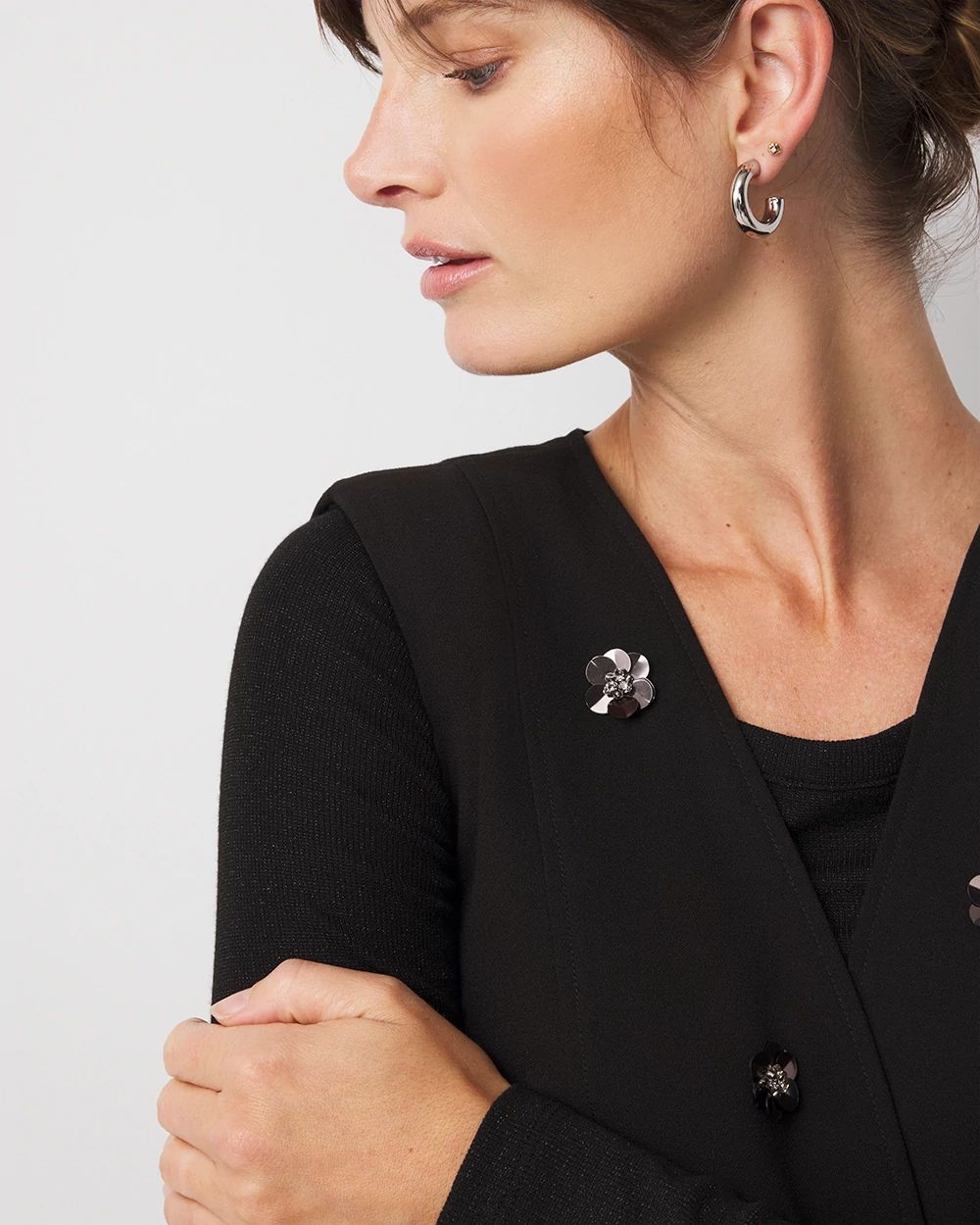 Embellished Crepe Vest