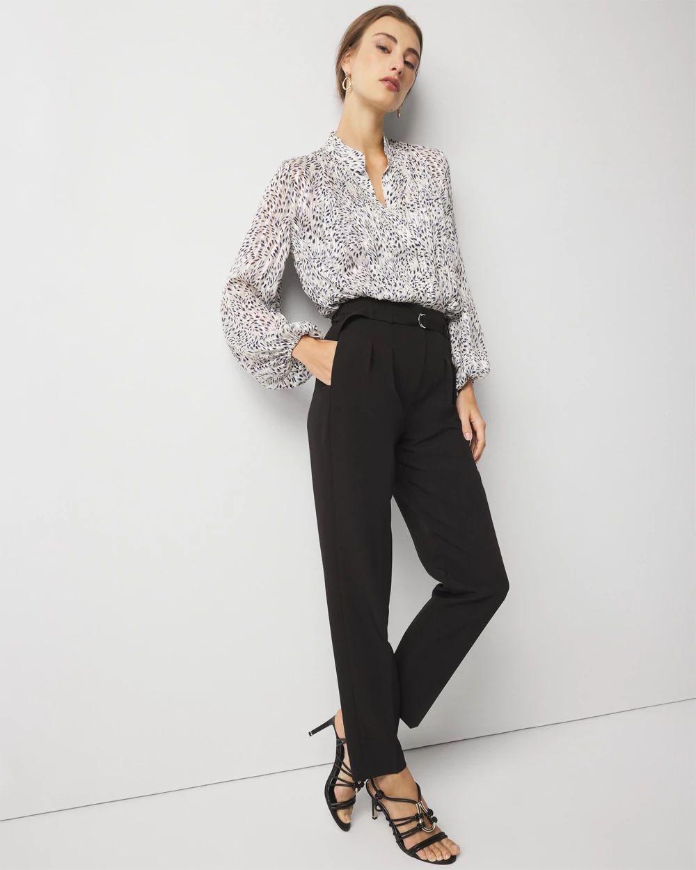 High-Rise Belted Tapered Ankle Pant