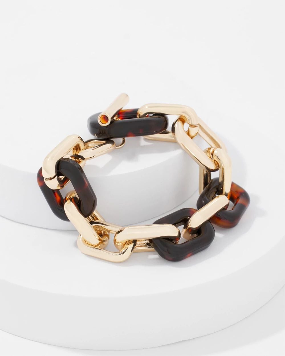 Gold and Tortoiseshell Link Toggle Bracelet