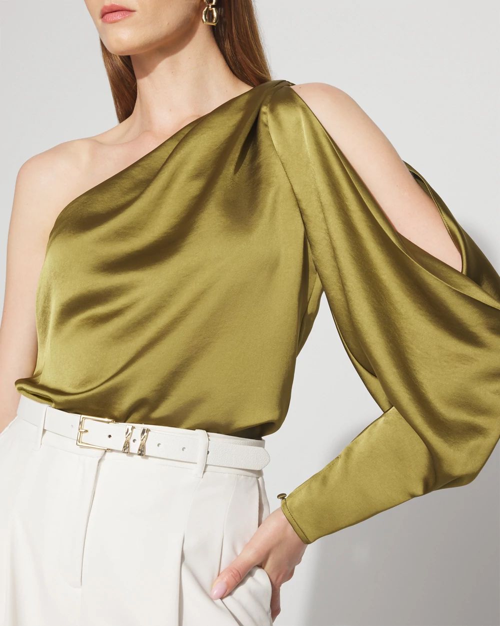 One-Shoulder Satin Blouse