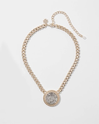 Mixed-Metal Coin Short Necklace