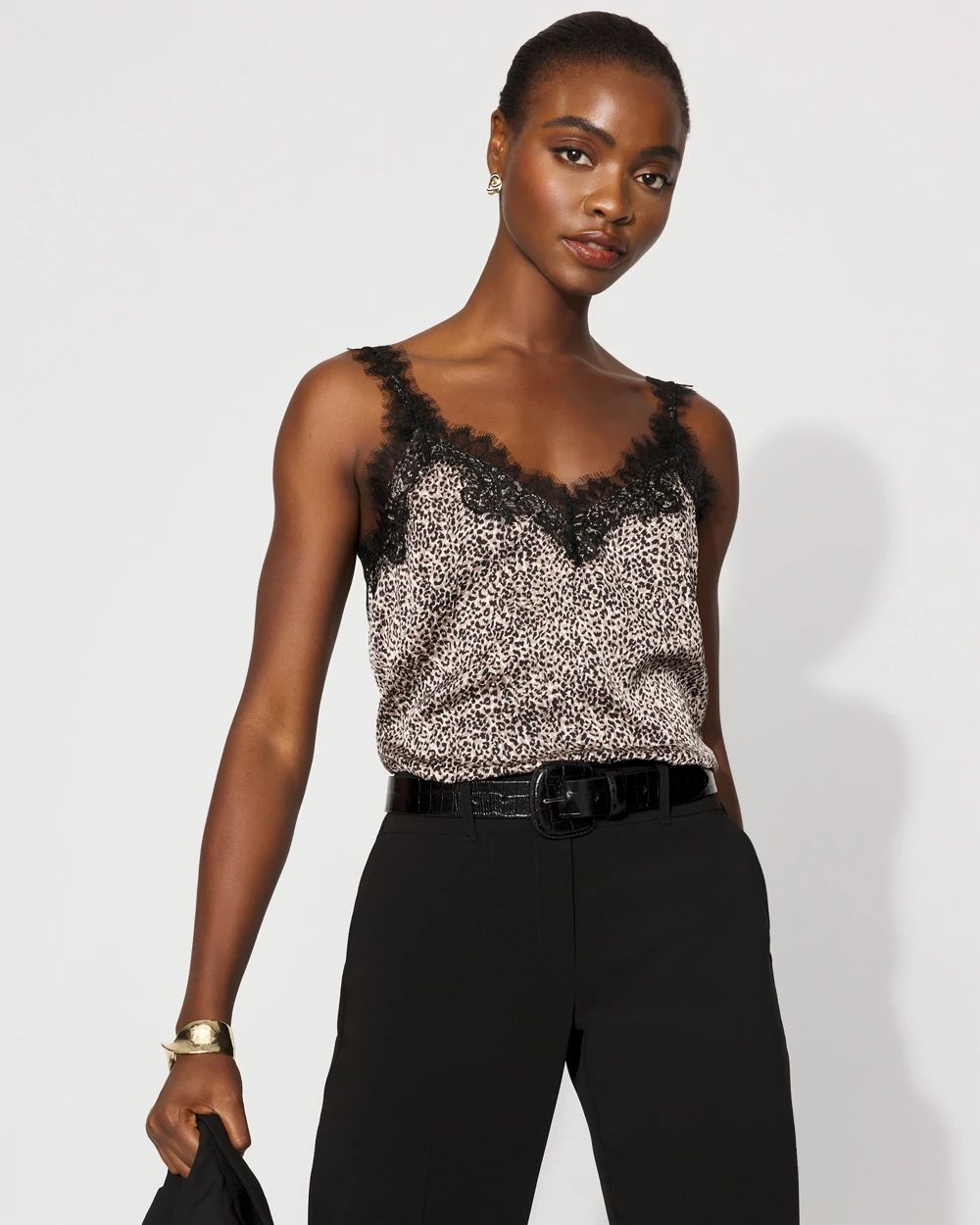 Lace Trimmed Satin Camisole