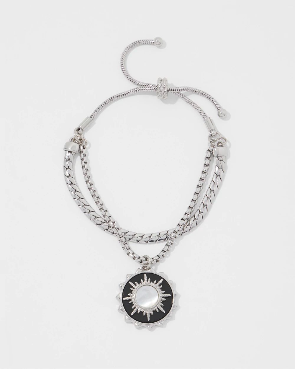 Silver Onyx Charm Bracelet