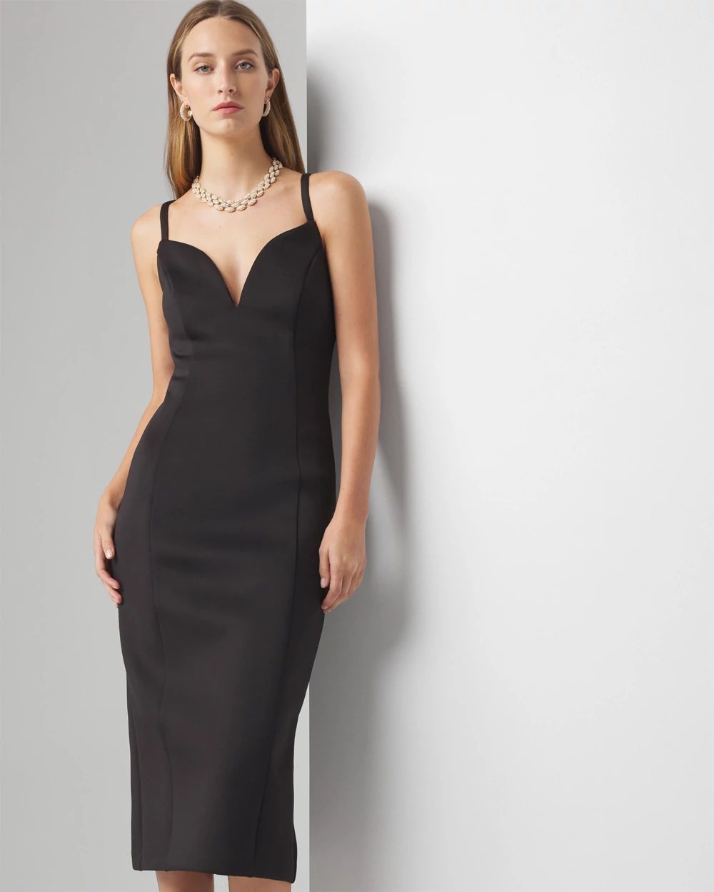 Petite Little Black Halter Midi Dress