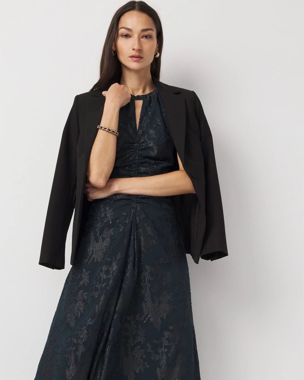 Jacquard Halter Midi Dress