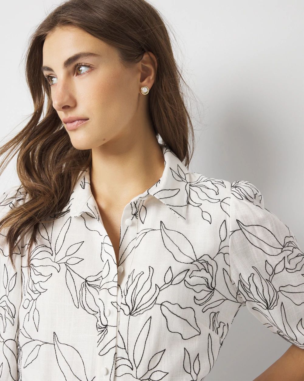 Embroidered Shirt Dress