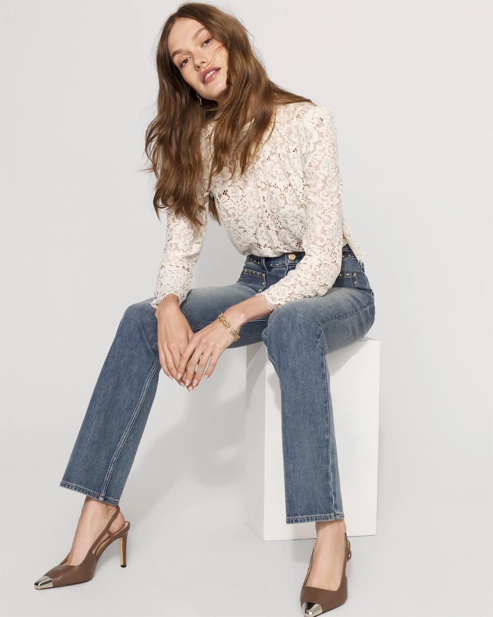 Studded High Rise Bootcut Jean