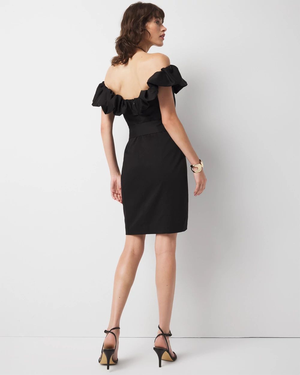 Petite Off-the-Shoulder Poplin Mini Dress