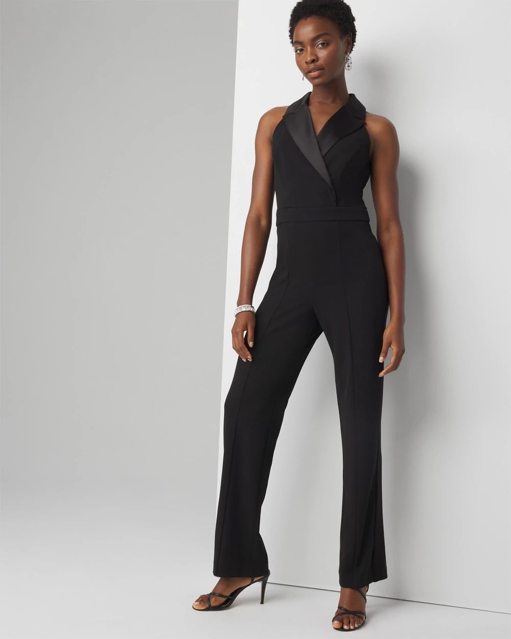 Petite Tuxedo Jumpsuit