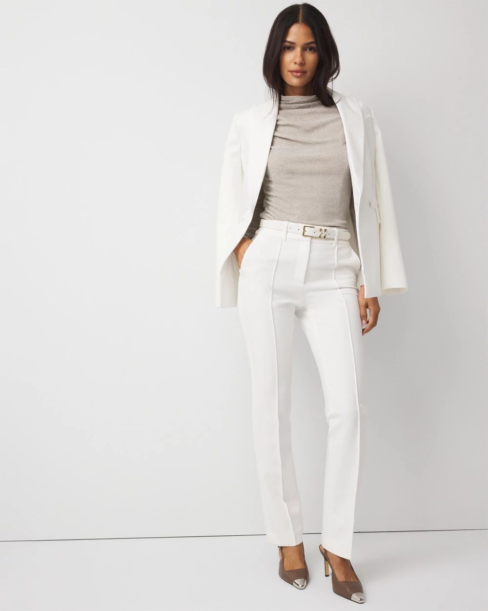 WHBM FORME™ Stretch Metallic Long-Sleeve Tee