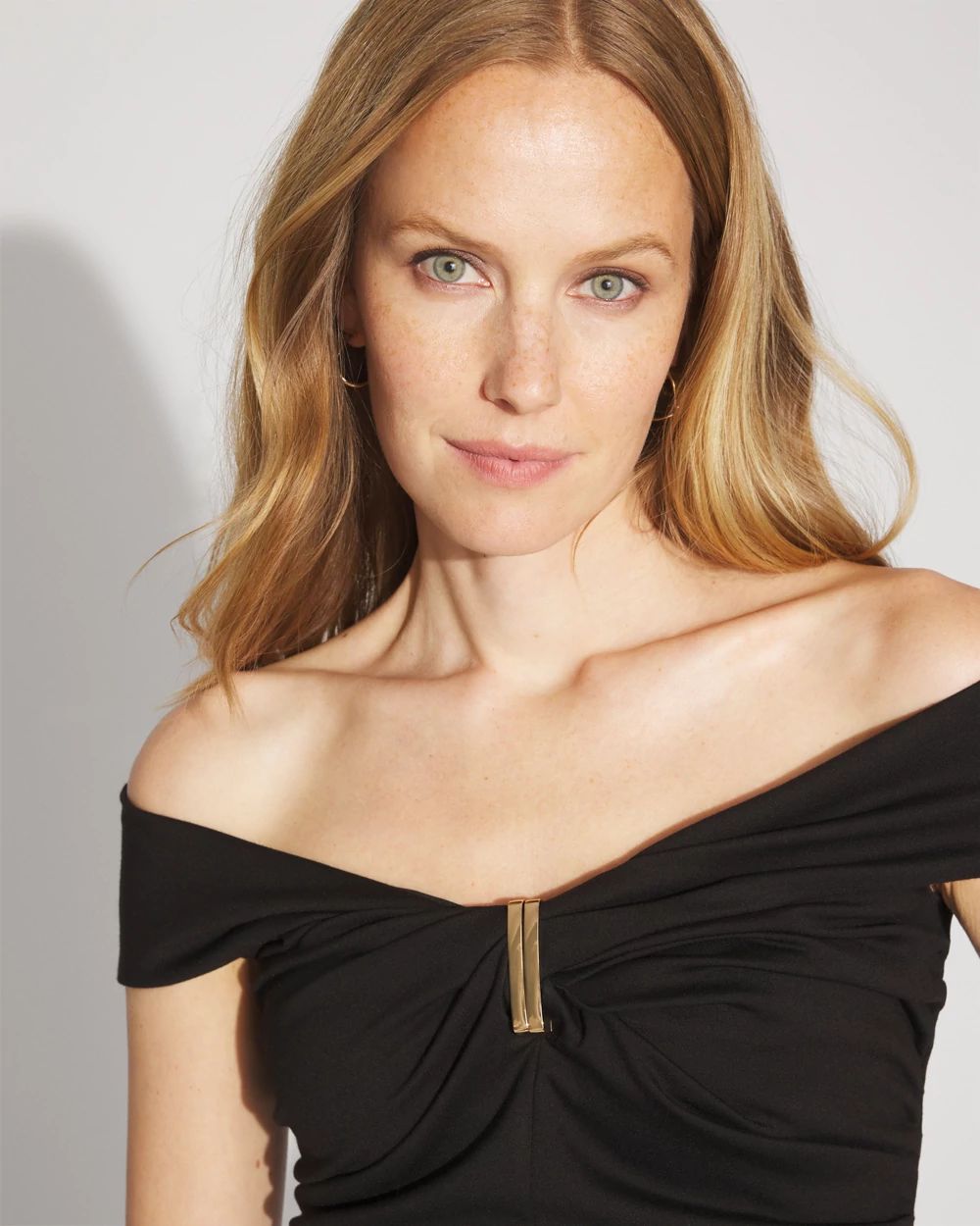 Draped Ponte Off-The-Shoulder Top