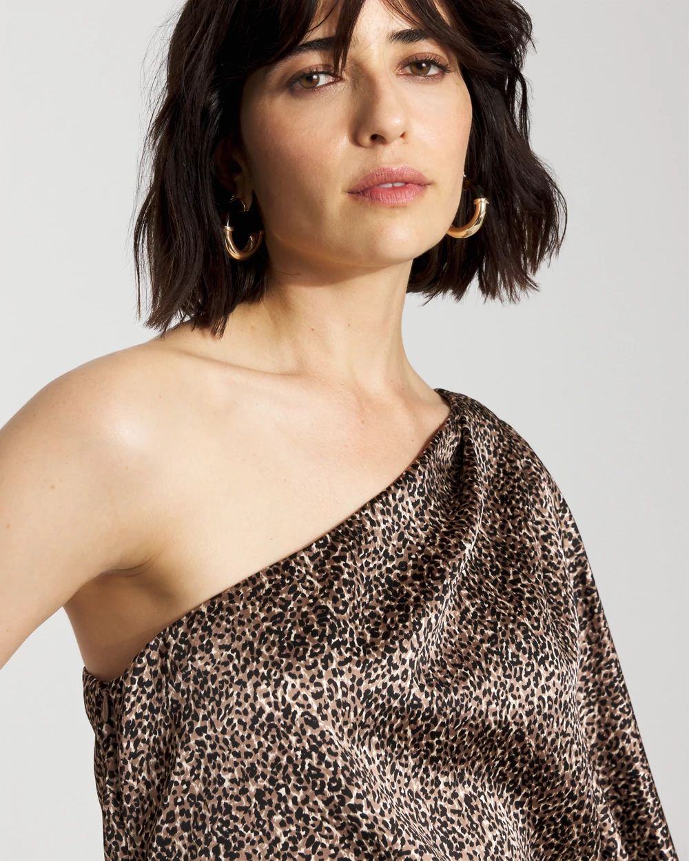 One-Shoulder Satin Blouse