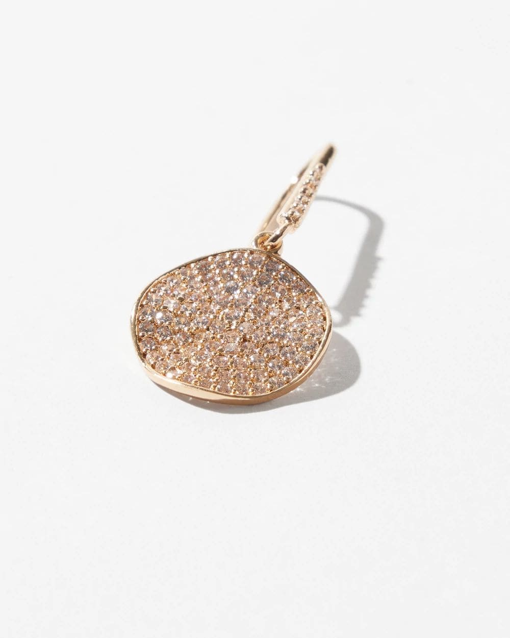 Gold Pave Disc Drop Earrings