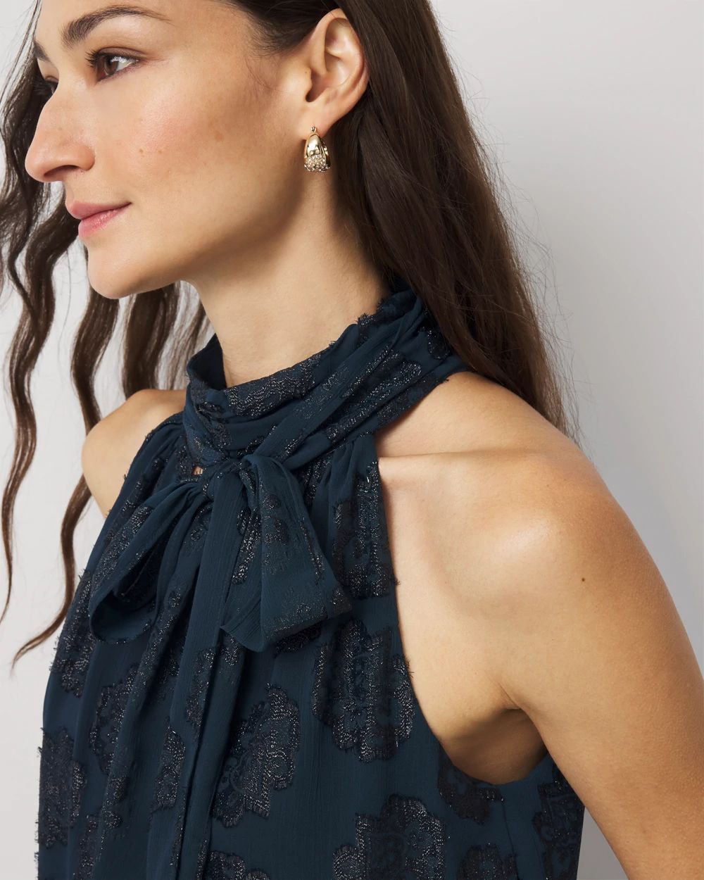 Floral Tie-Neck Halter Blouse