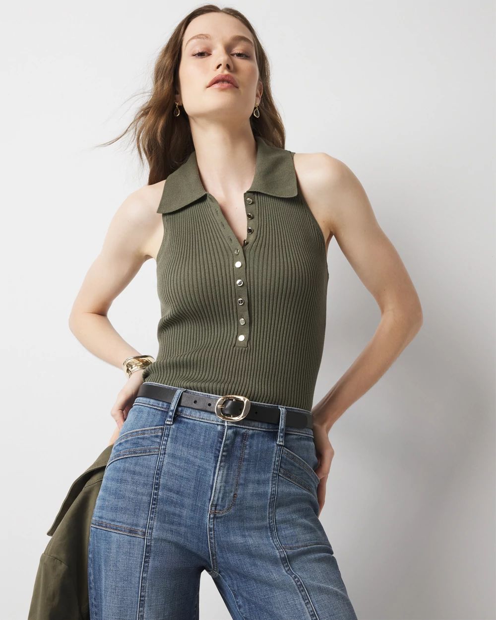 Henley Sweater Tank Top