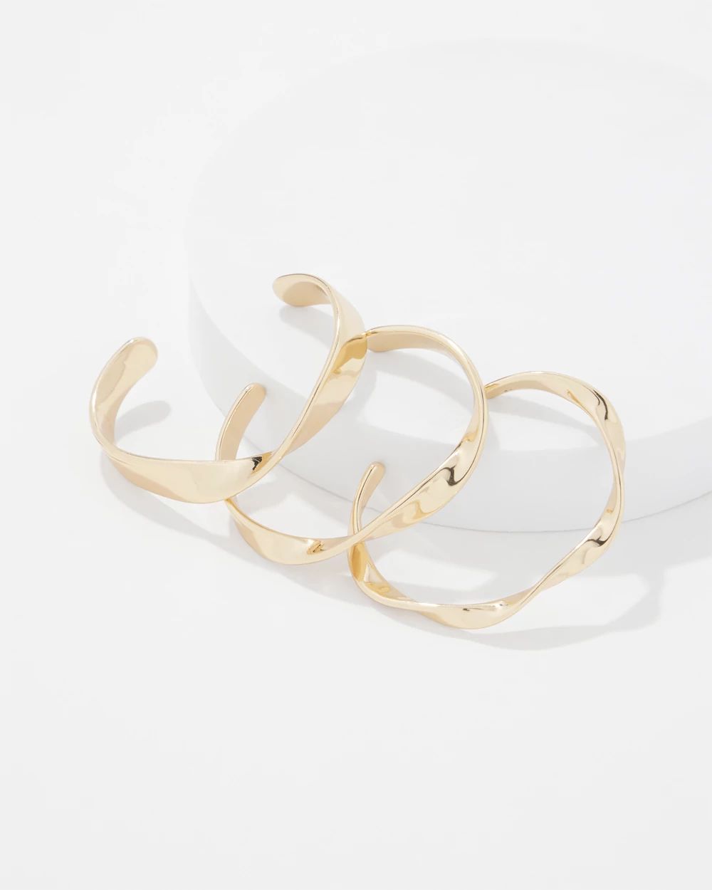 3-Pack Gold Twisted Bangles