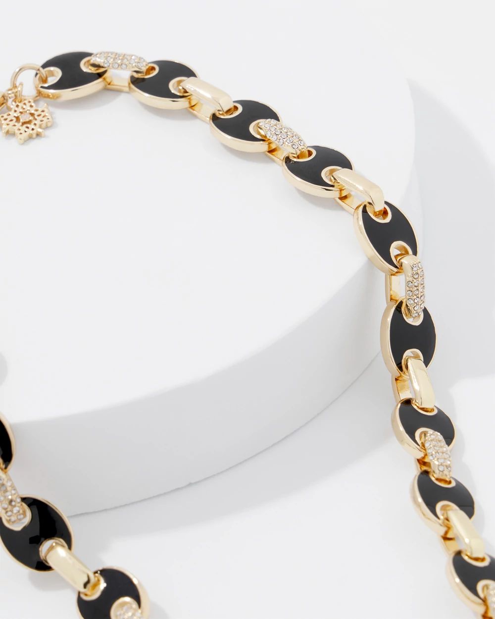 Black Mariner Links & Pavé Necklace