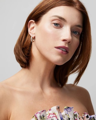 Reversible Small Pave Hoop Earrings