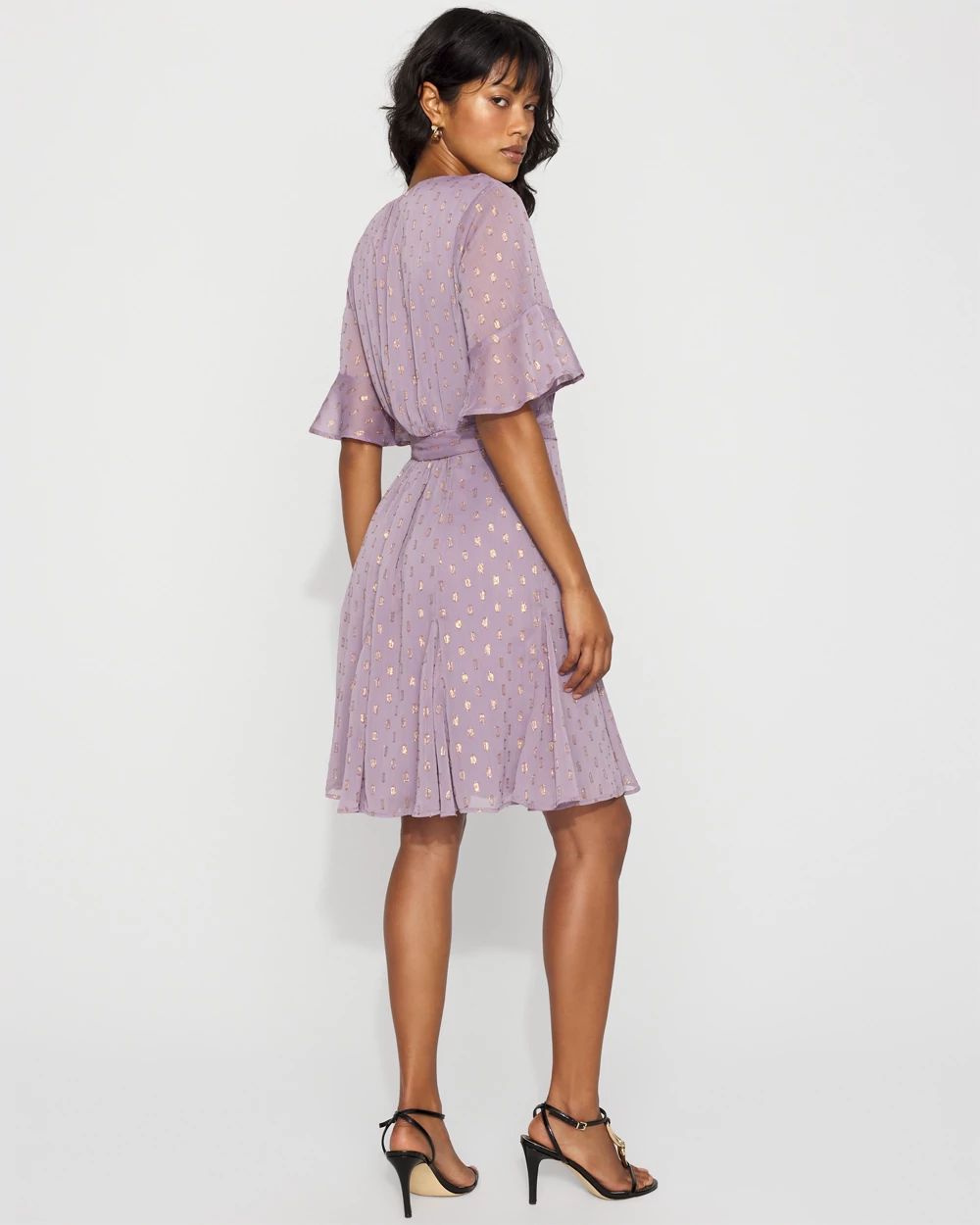 Godet Dress with Metallic Clip