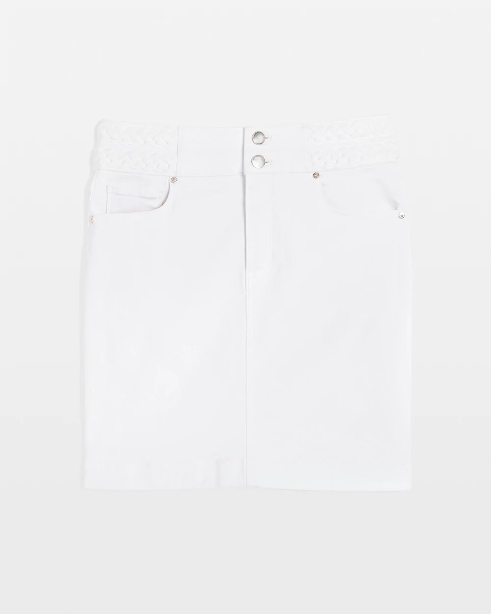 Braided Waist Denim A-Line Miniskirt