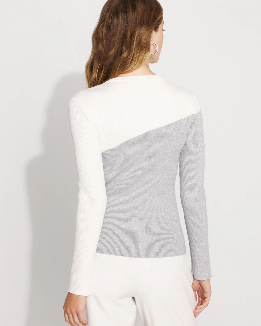 Shimmer Colorblock Pullover Sweater