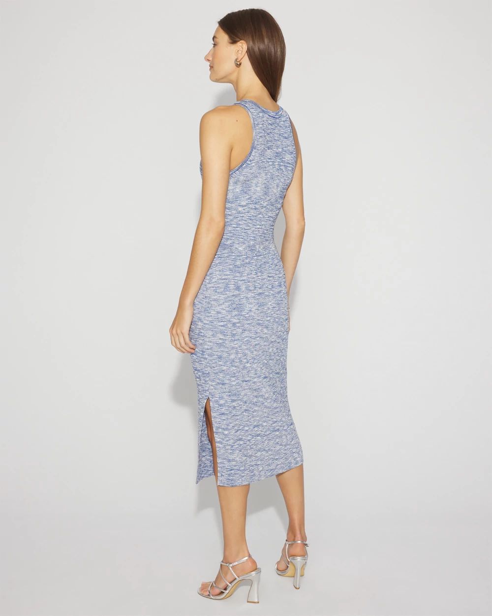 Space-Dye Ribbed Midi Dress with Lurex