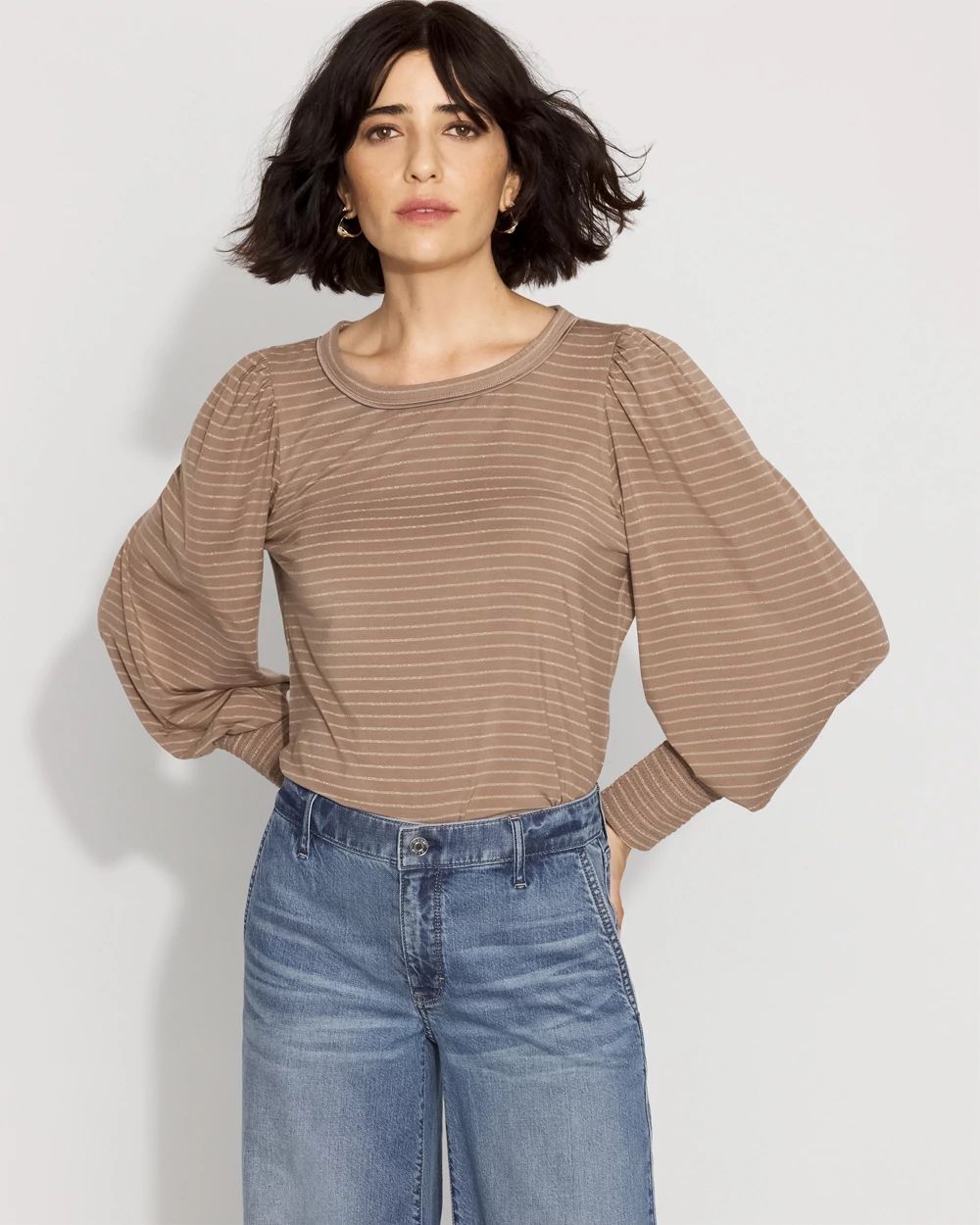 Long Sleeve Tee with Smocked Cuffs