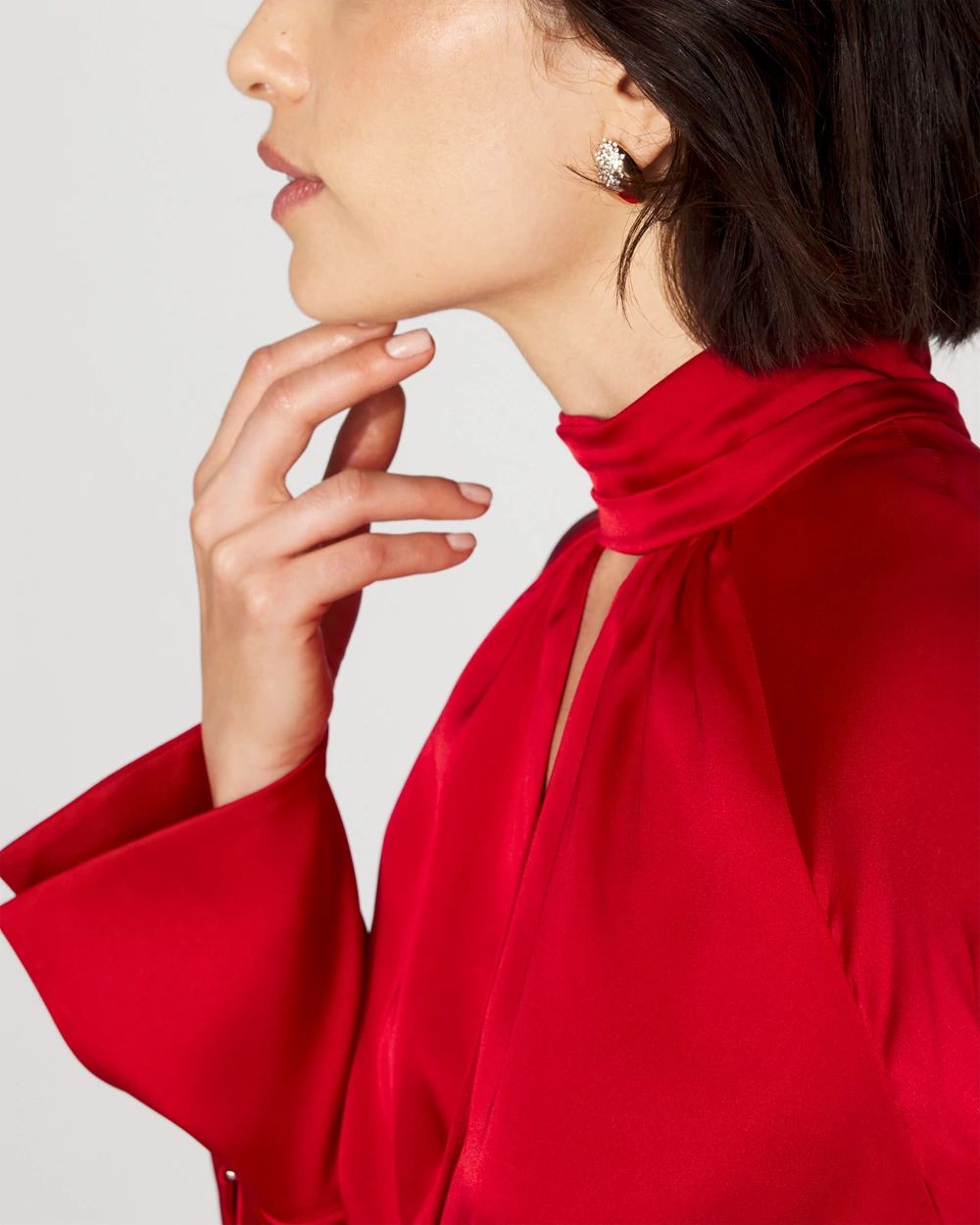 Twist Front Satin Blouse