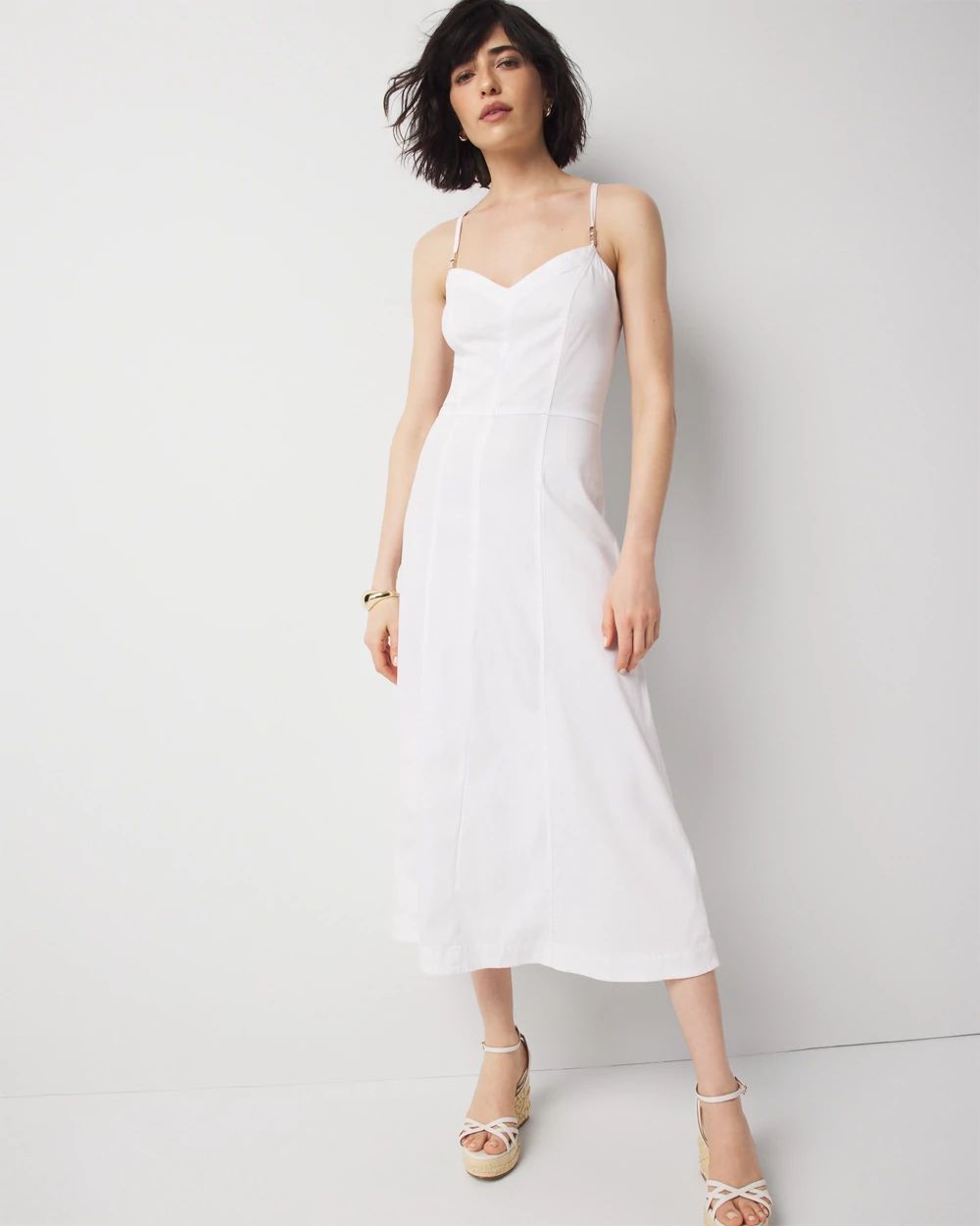 Bead Detail Denim Midi Dress