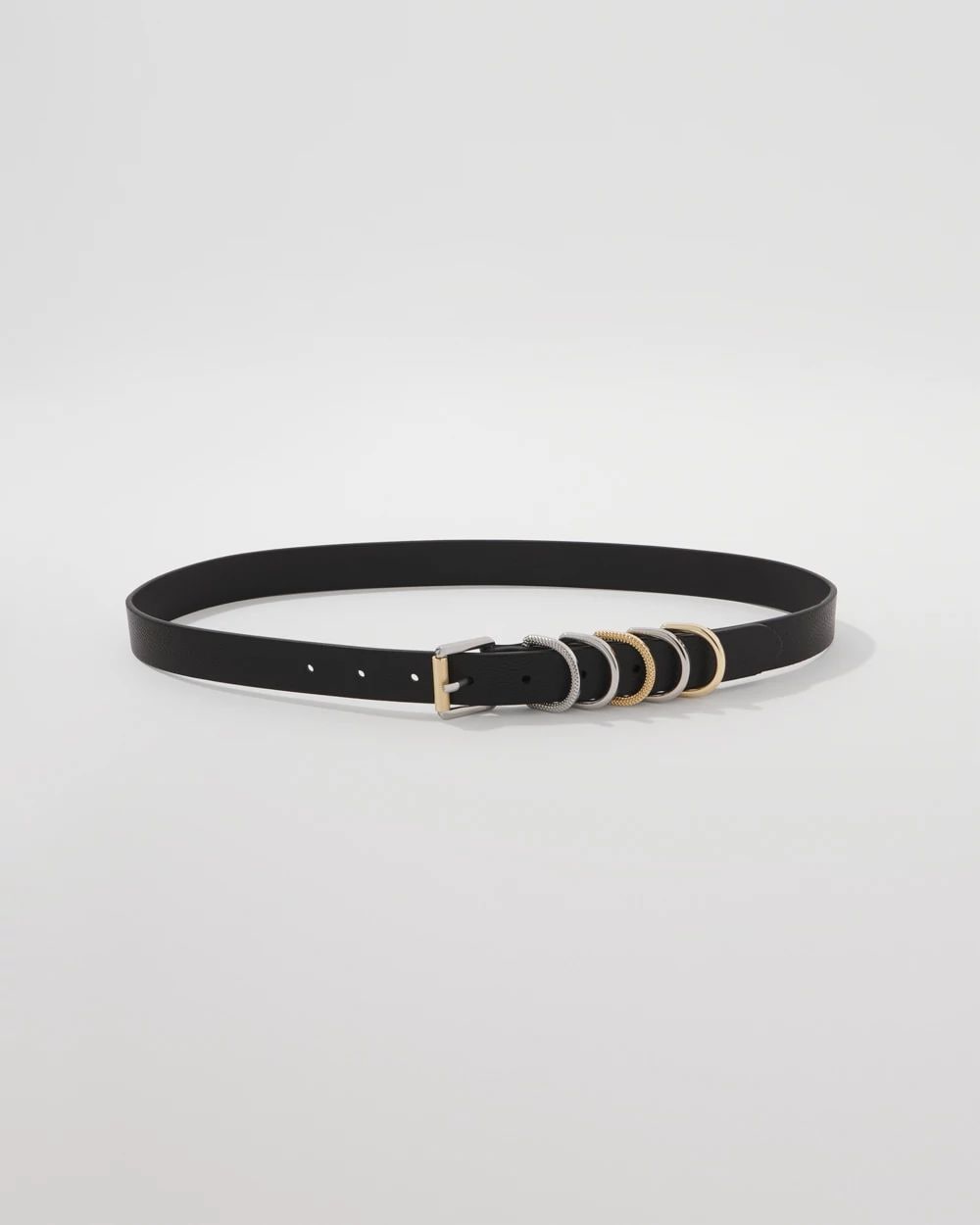 Textured Mixed Metal Skinny Belt