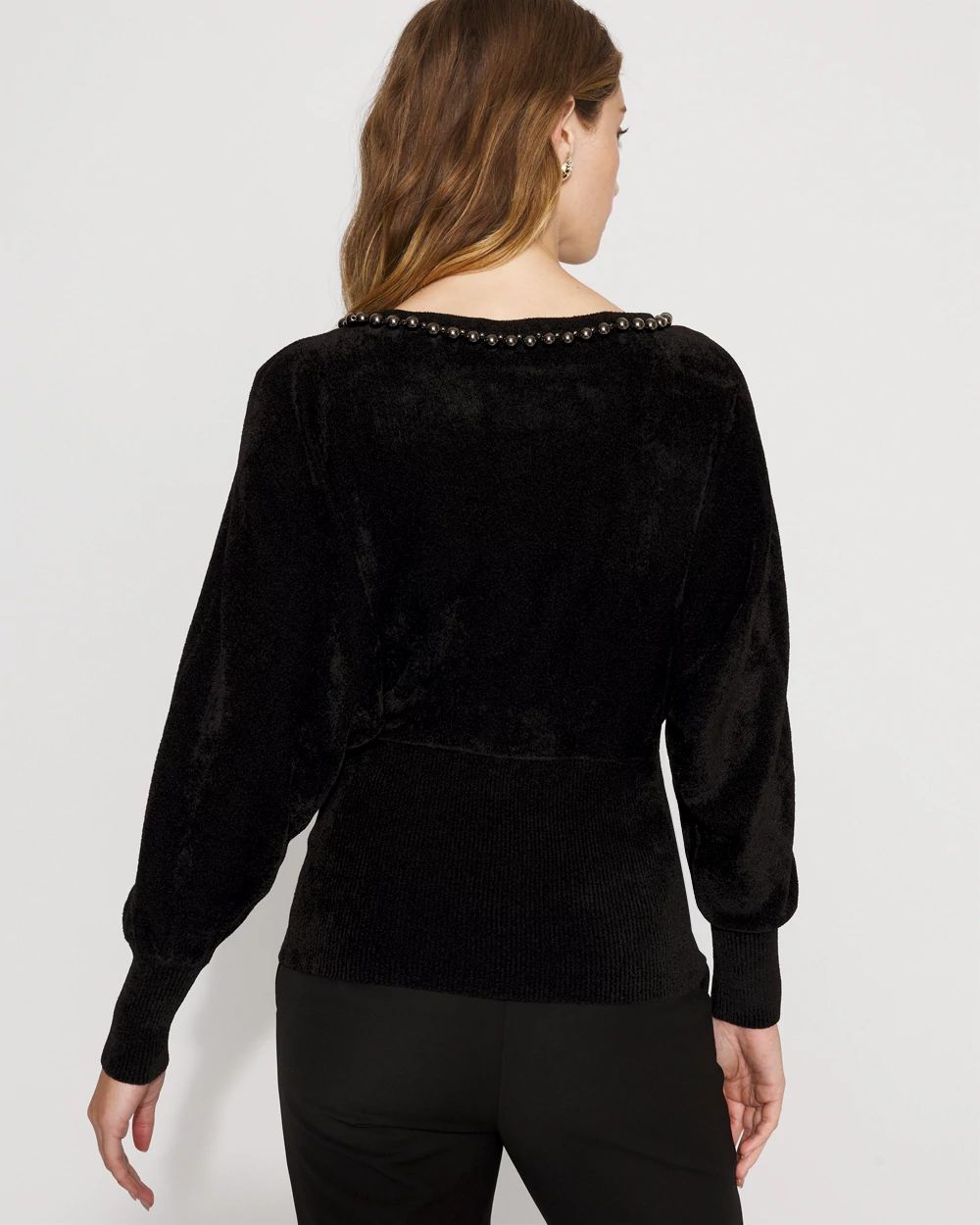 Petite Embellished Dolman Chenille Sweater