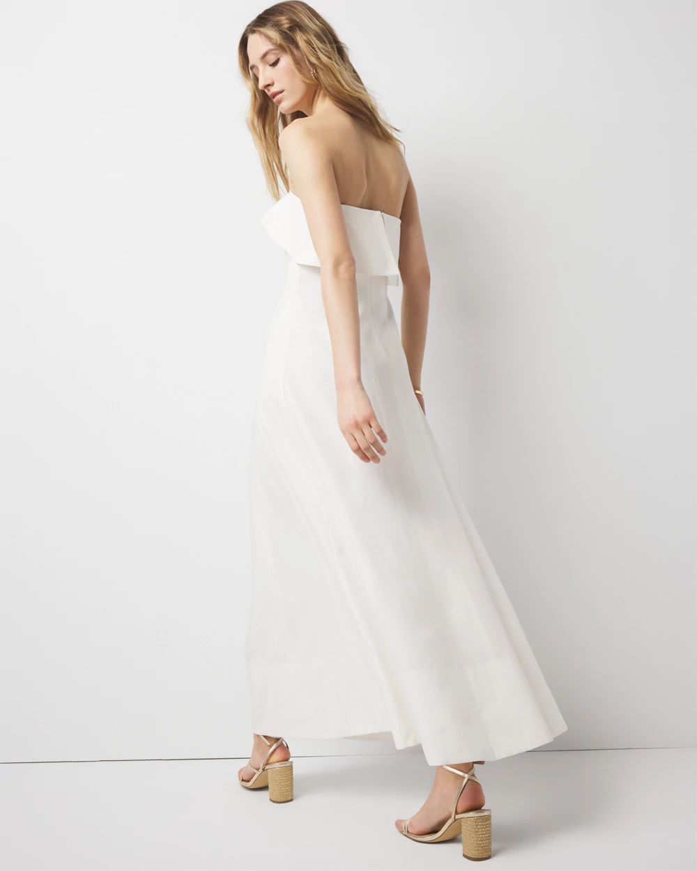 Linen-Blend Strapless Maxi Dress
