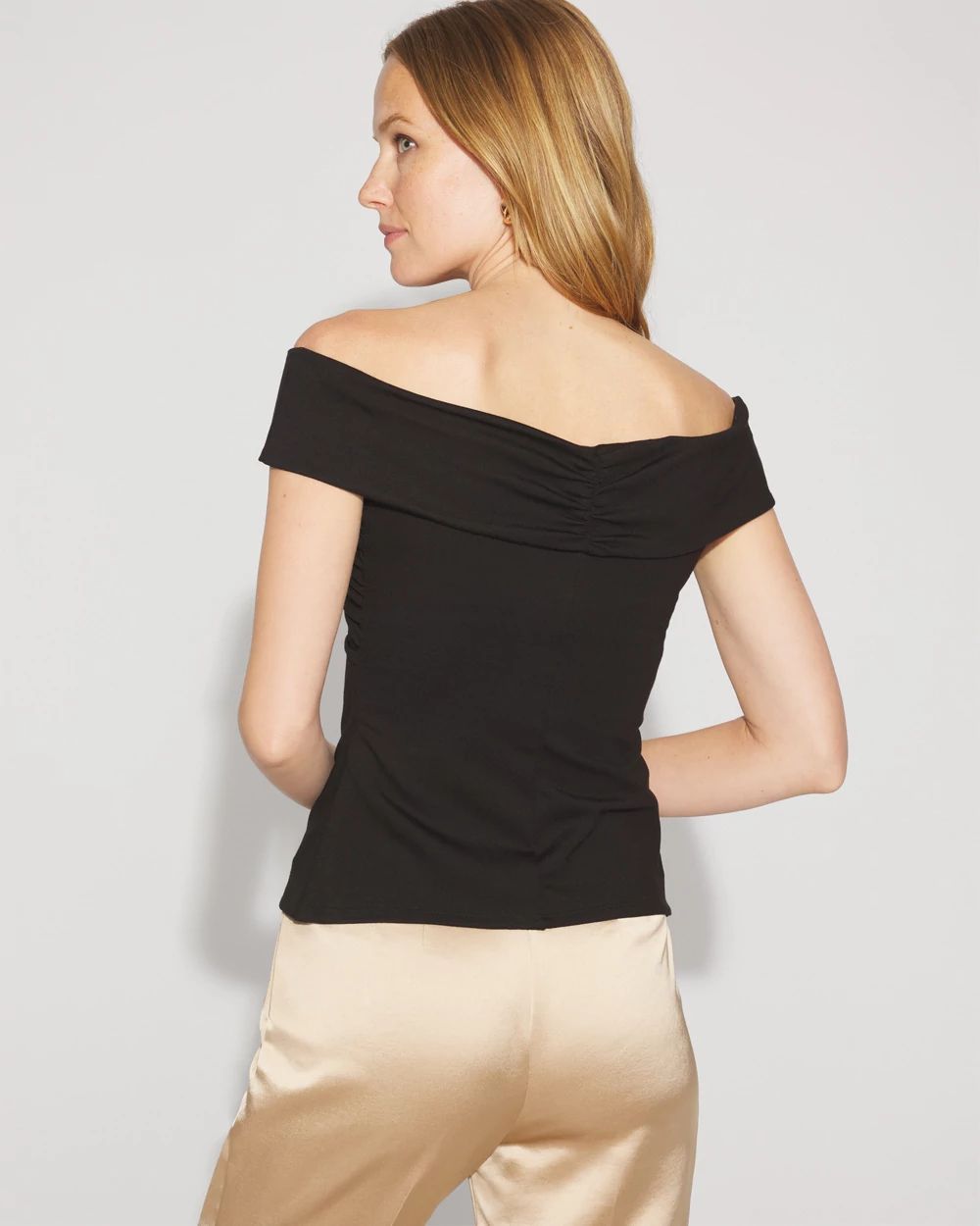 Draped Ponte Off-The-Shoulder Top