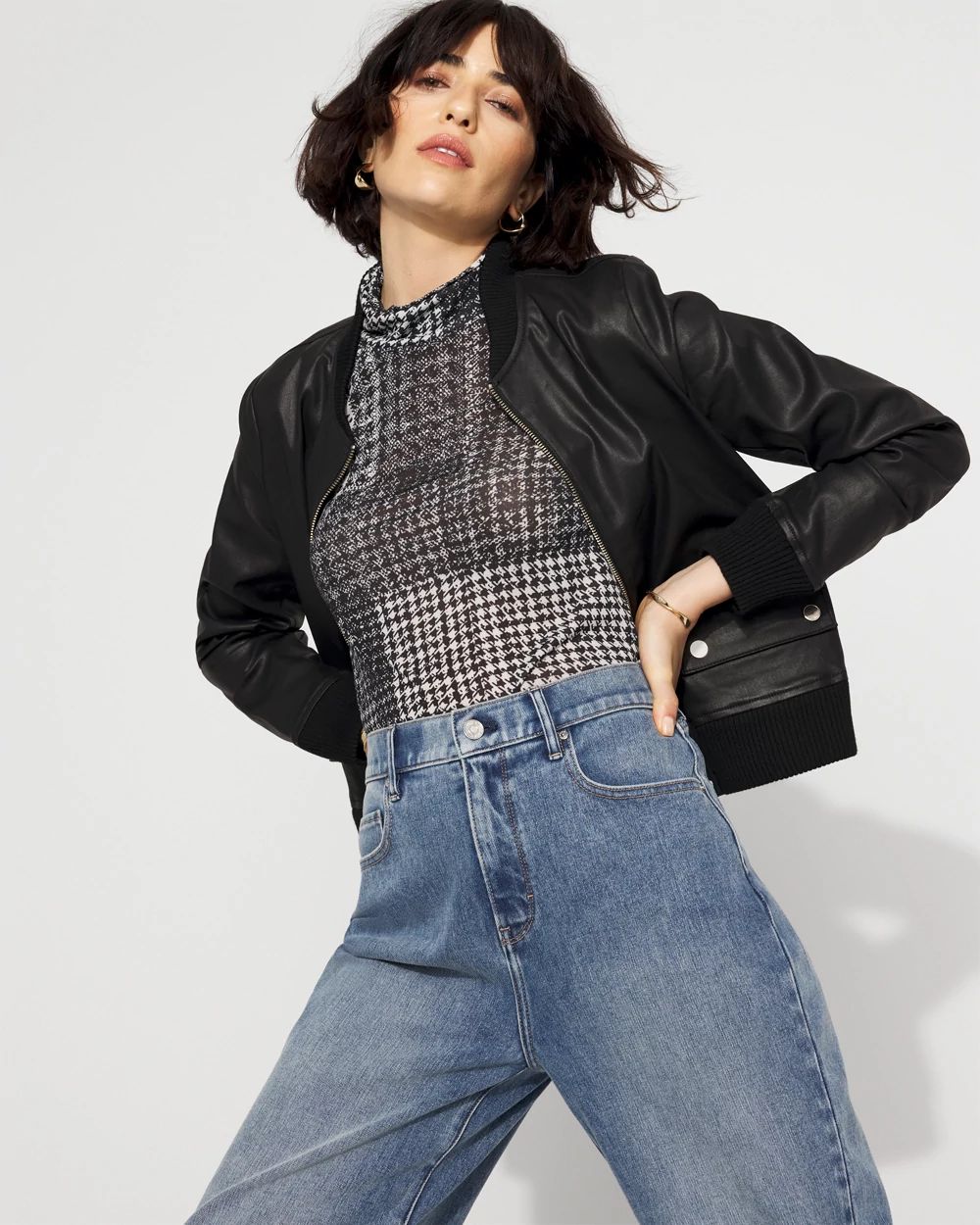 Long-Sleeve Mesh Turtleneck