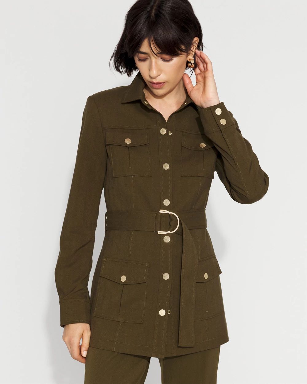 Petite Twill Belted Utility Jacket
