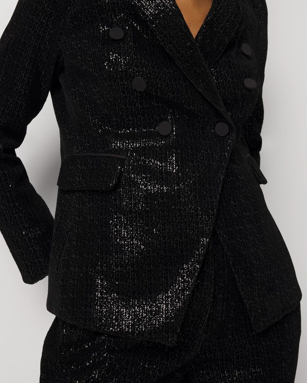 Sequin Velvet Double Breasted Blazer