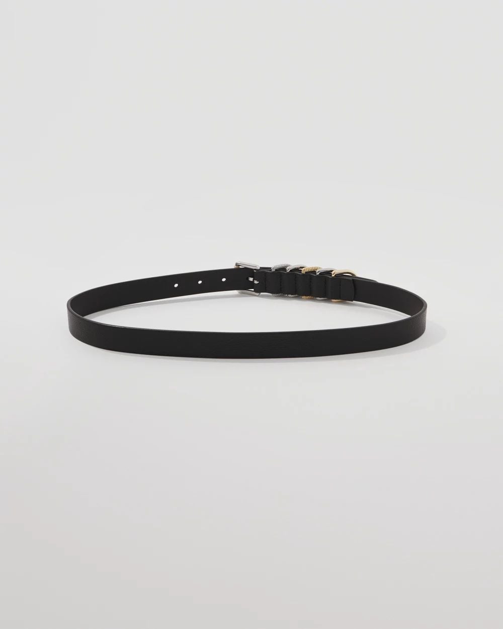 Textured Mixed Metal Skinny Belt