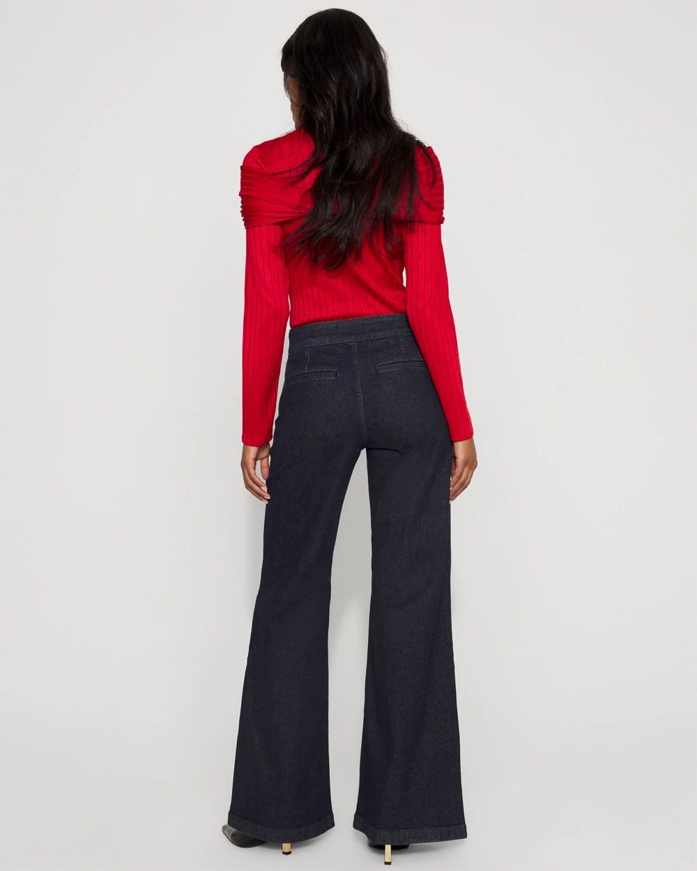 Chain Detail Extra High Rise Wide-Leg Jean