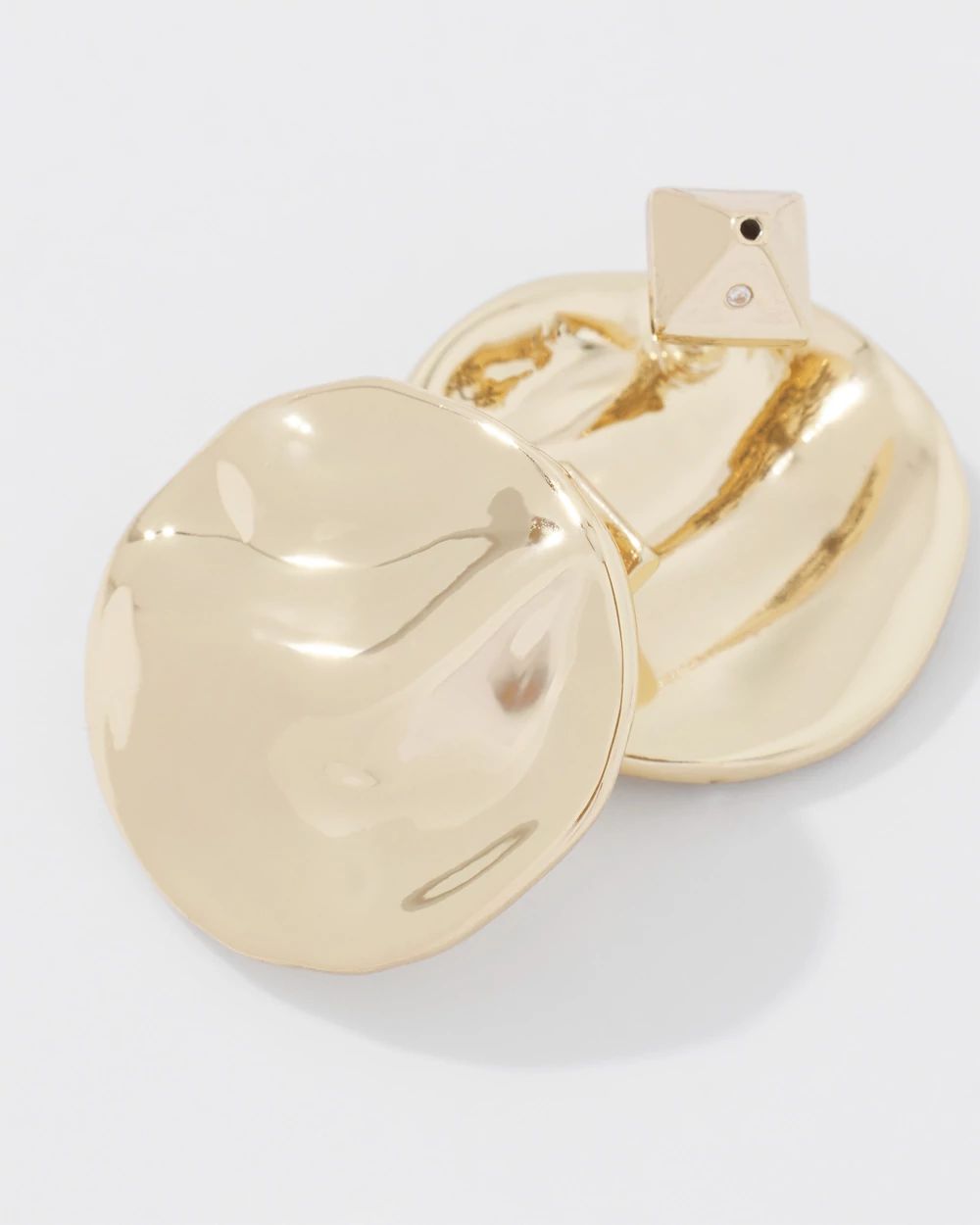 Gold Hammered Disc Stud Earrings