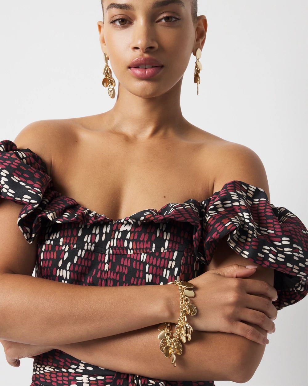 Gold Hammered Disc Bracelet