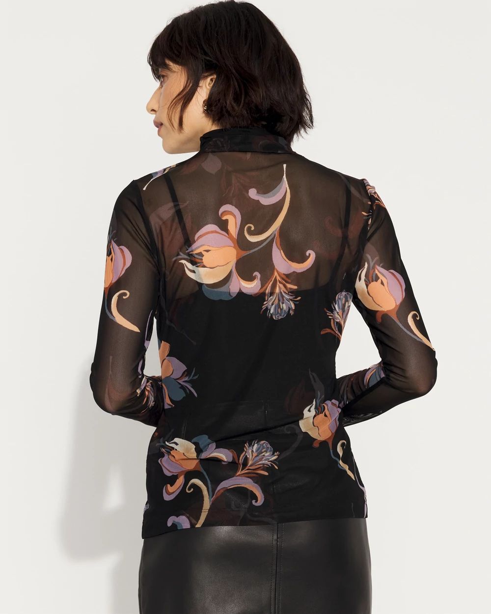 Long Sleeve Mesh Turtleneck