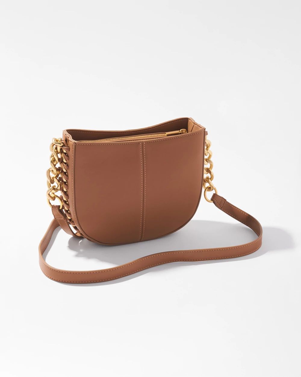 Cognac Chain Crossbody Bag