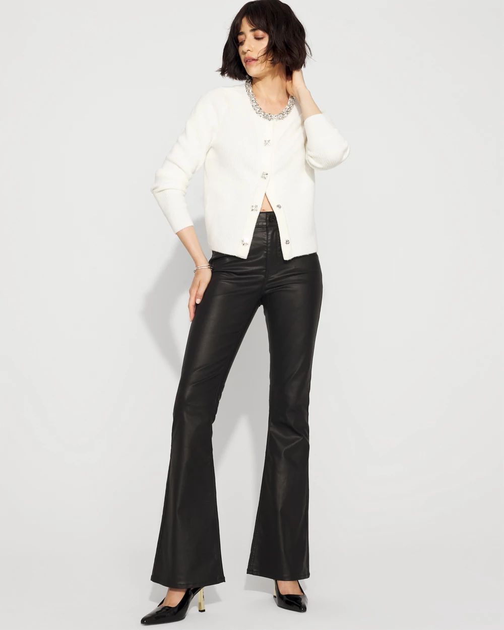 Embellished Button-Front Cardigan