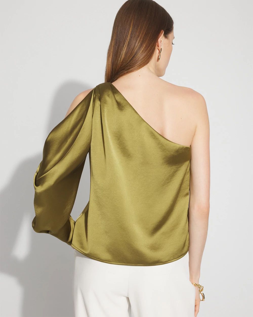 One-Shoulder Satin Blouse